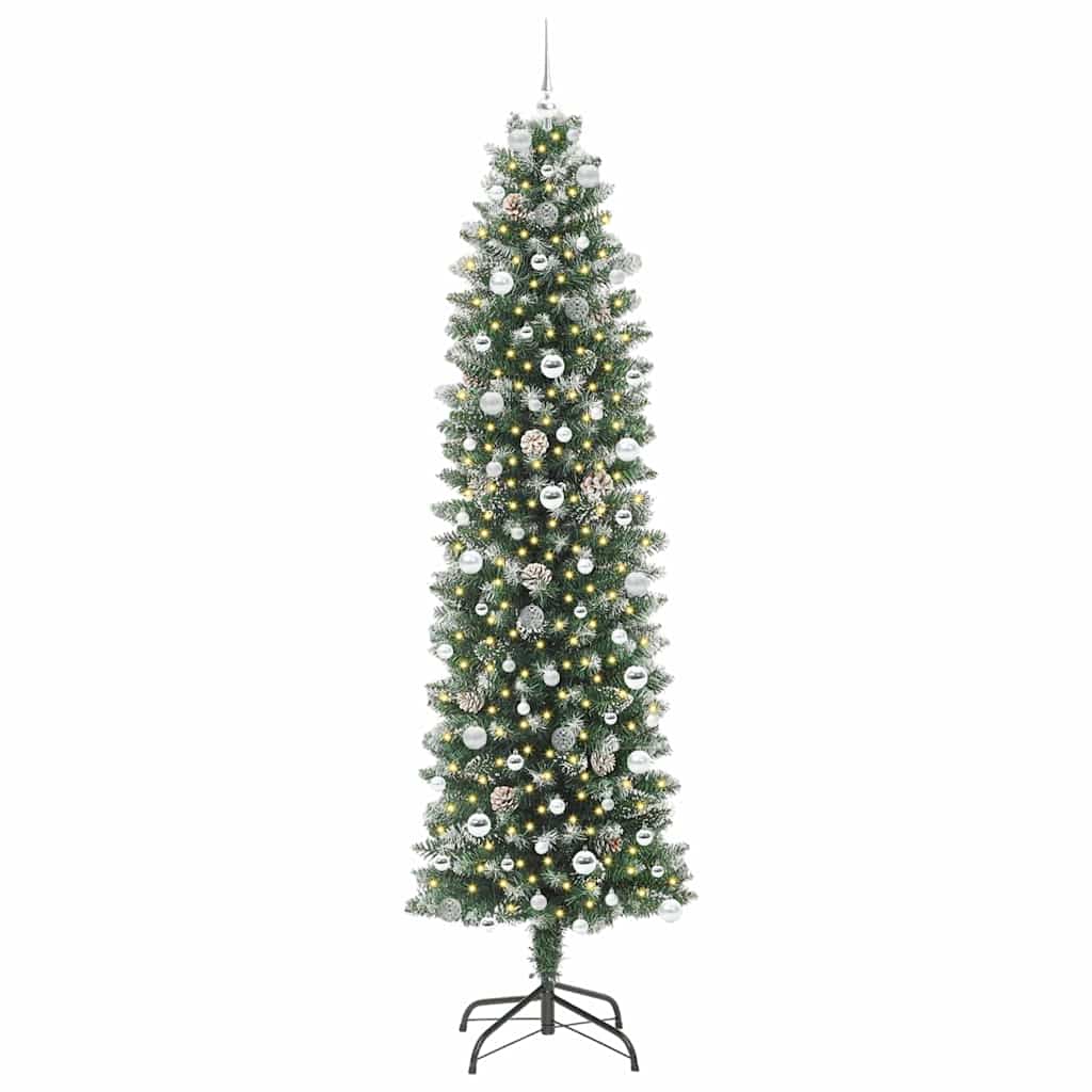 Kunstmatige slanke kerstboom met 300 LED Groen en Wit 240 cm is nu te koop bij PeponiXL, paradijselijk wonen!