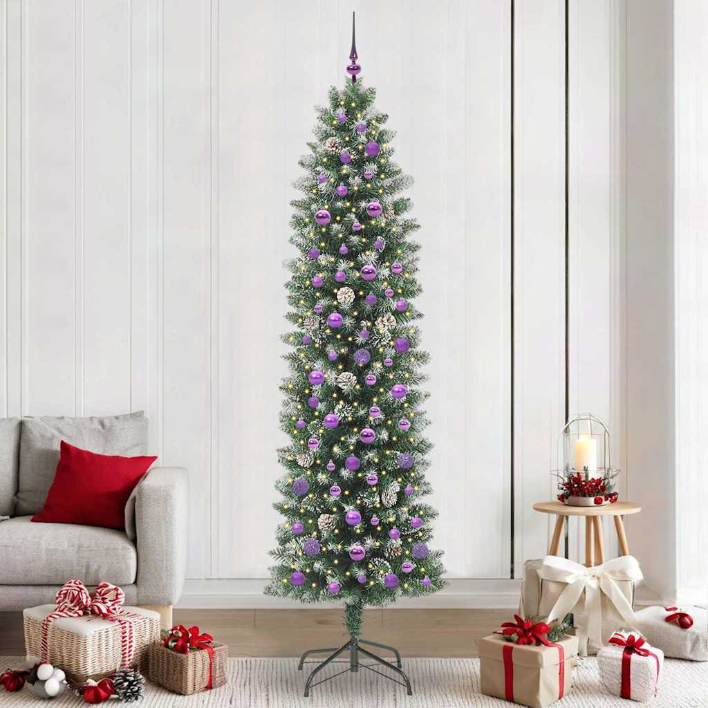 Kunstmatige slanke kerstboom met 300 LED Groen en Wit 240 cm is nu te koop bij PeponiXL, paradijselijk wonen!