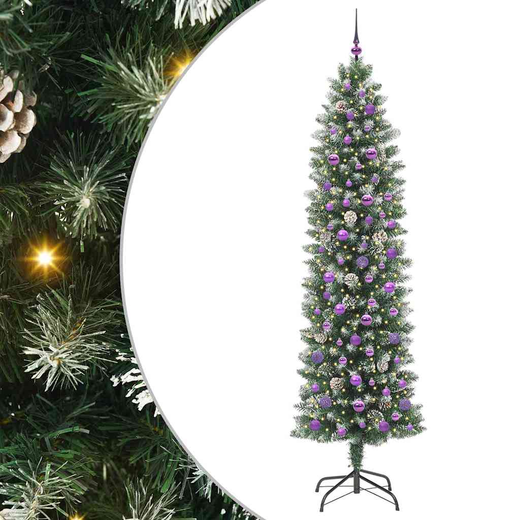 Kunstmatige slanke kerstboom met 300 LED Groen en Wit 240 cm is nu te koop bij PeponiXL, paradijselijk wonen!