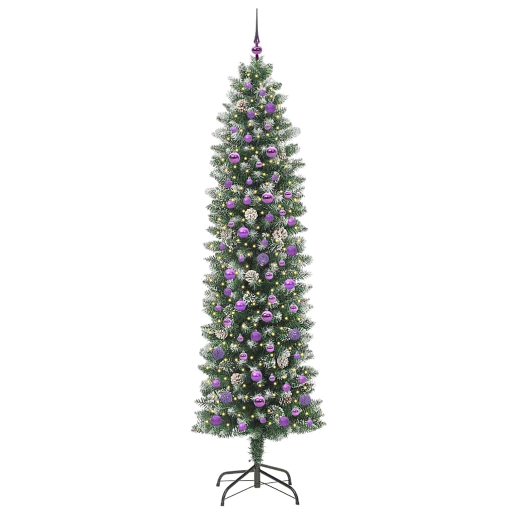 Kunstmatige slanke kerstboom met 300 LED Groen en Wit 240 cm is nu te koop bij PeponiXL, paradijselijk wonen!