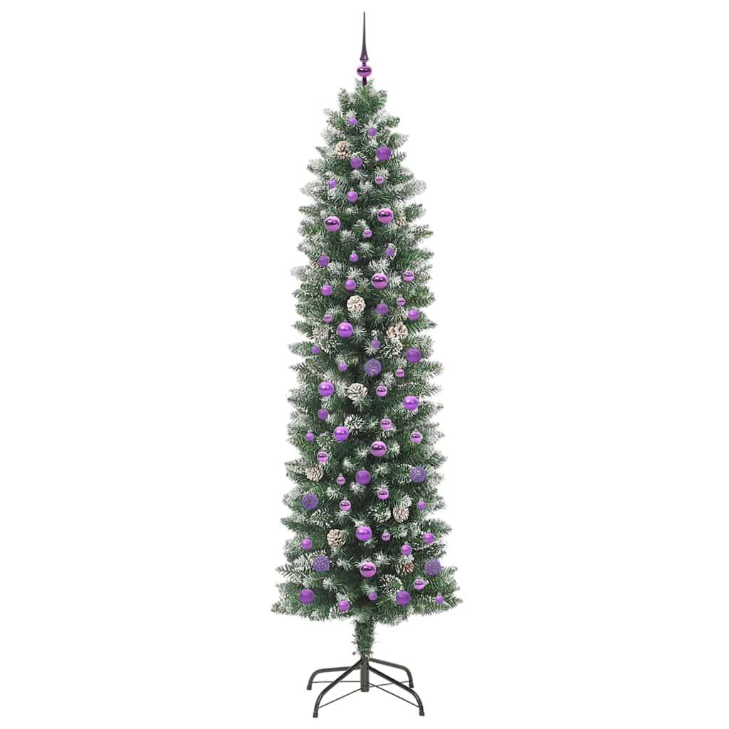Kunstmatige slanke kerstboom met 300 LED Groen en Wit 240 cm is nu te koop bij PeponiXL, paradijselijk wonen!