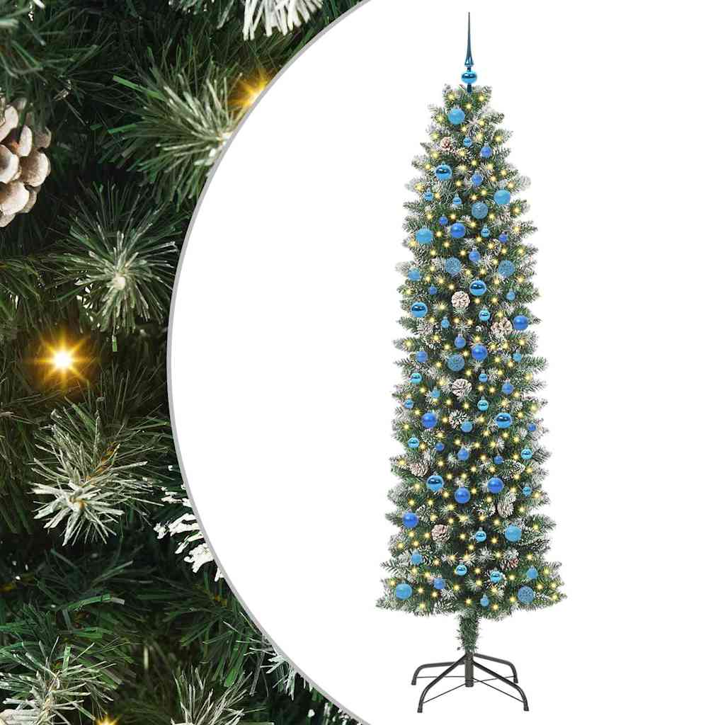 Kunstmatige slanke kerstboom met 300 LED Groen en Wit 240 cm is nu te koop bij PeponiXL, paradijselijk wonen!