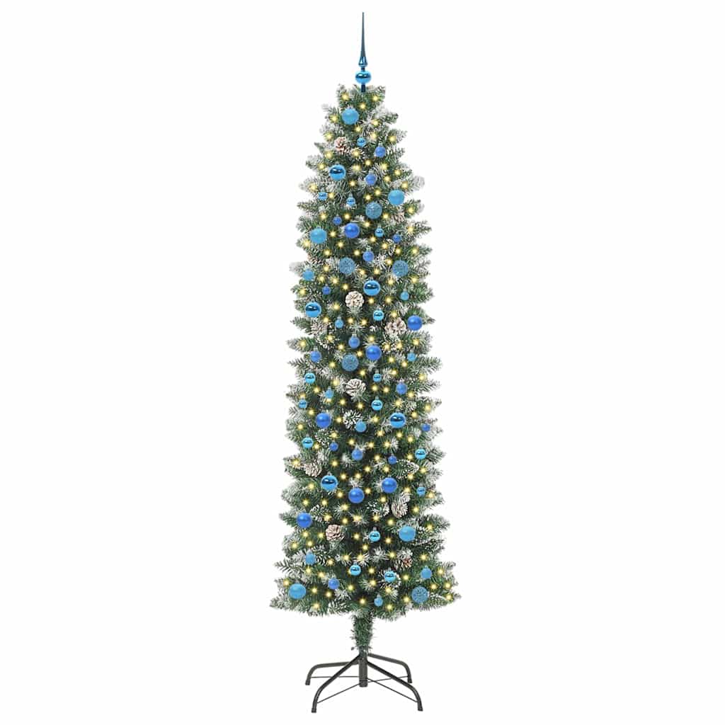 Kunstmatige slanke kerstboom met 300 LED Groen en Wit 240 cm is nu te koop bij PeponiXL, paradijselijk wonen!