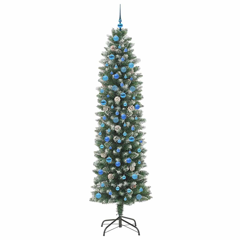 Kunstmatige slanke kerstboom met 300 LED Groen en Wit 240 cm is nu te koop bij PeponiXL, paradijselijk wonen!