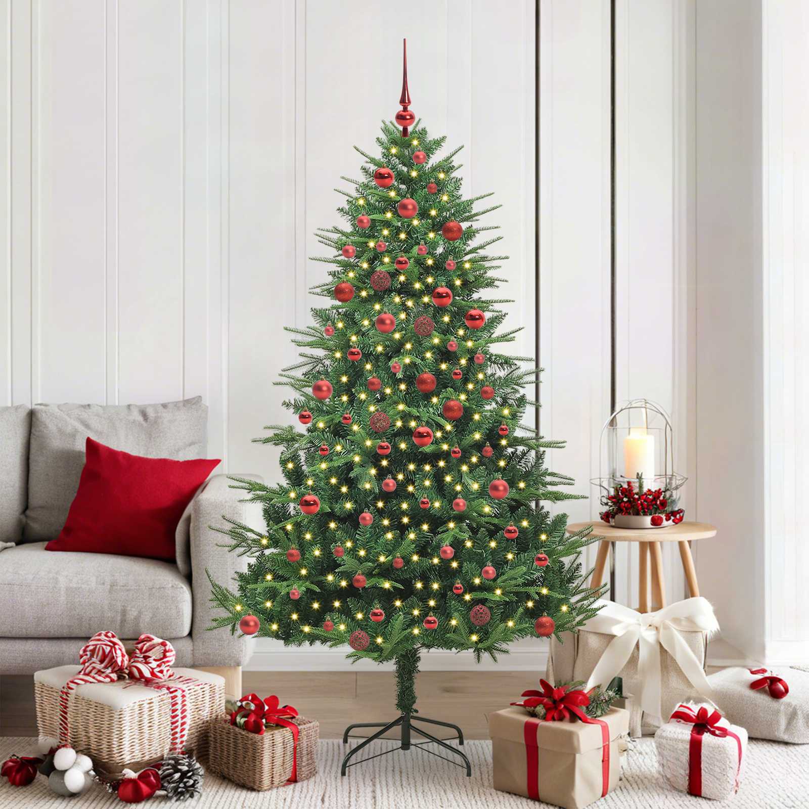 Artificial Pre-lit Kerstboom met Ballenset Groen 180 cm is nu te koop bij PeponiXL, paradijselijk wonen!