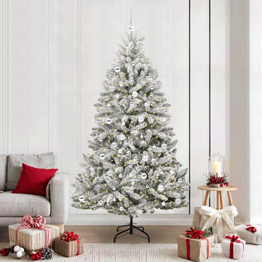 Kunstkerstboom met 300 LED Groen en Wit 210 cm PVC en Metaal is nu te koop bij PeponiXL, paradijselijk wonen!