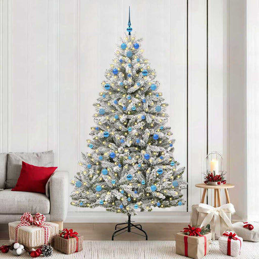 Kunstkerstboom met 300 LED Groen en Wit 210 cm PVC en Metaal is nu te koop bij PeponiXL, paradijselijk wonen!