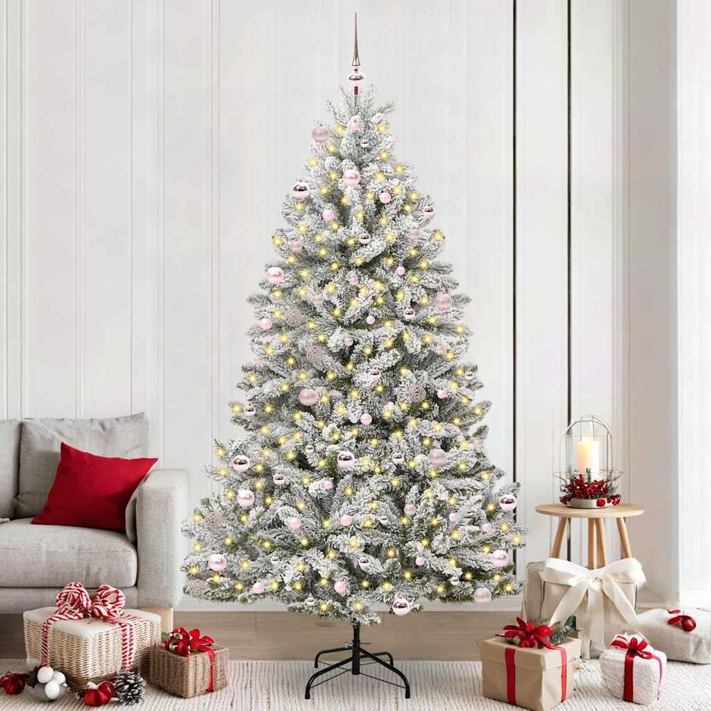Kunstkerstboom met 300 LED Groen en Wit 240 cm PVC en Metaal is nu te koop bij PeponiXL, paradijselijk wonen!