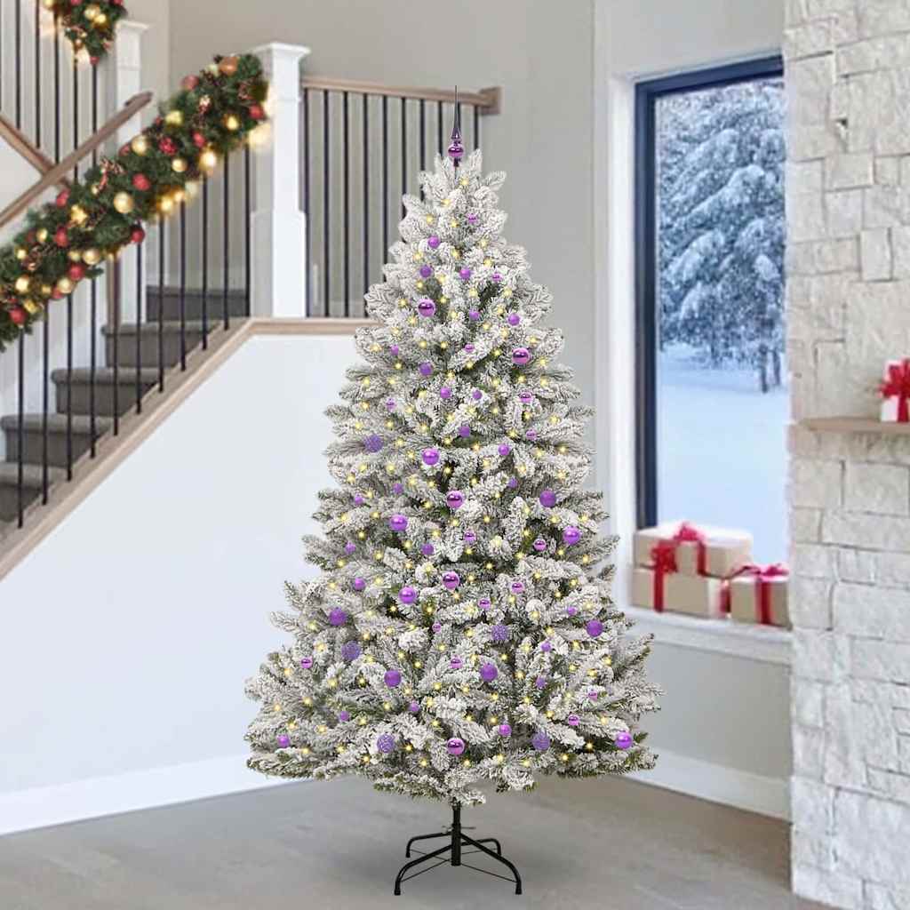 Kunstkerstboom met 300 LED Groen en Wit 240 cm PVC en Metaal is nu te koop bij PeponiXL, paradijselijk wonen!