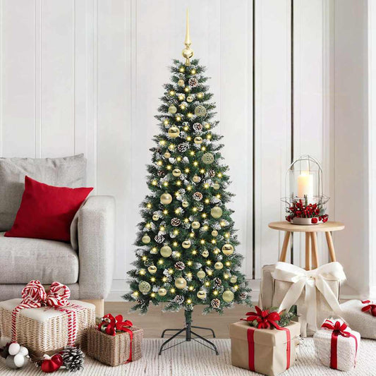 Kunstkerstboom met 150 LED Groen 150 cm PVC en Plastic en Staal is nu te koop bij PeponiXL, paradijselijk wonen!