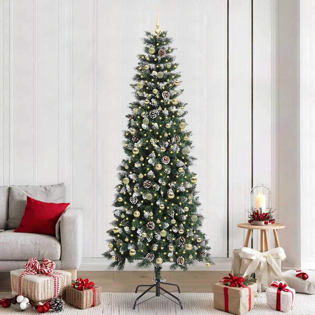 Kunstkerstboom met 300 LED Groen 240 cm PVC en Plastic en Staal is nu te koop bij PeponiXL, paradijselijk wonen!