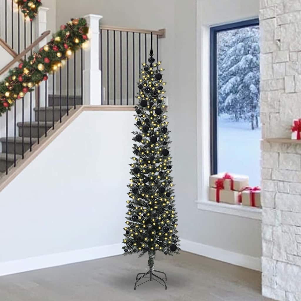 Kunstkerstboom met 300 LED Groen 240 cm PVC en Plastic en Staal is nu te koop bij PeponiXL, paradijselijk wonen!