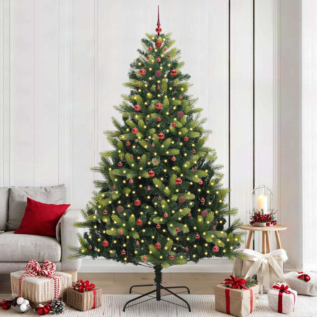 Kunstkerstboom met scharnier 300 LEDs Groen 240 cm PVC en PE is nu te koop bij PeponiXL, paradijselijk wonen!