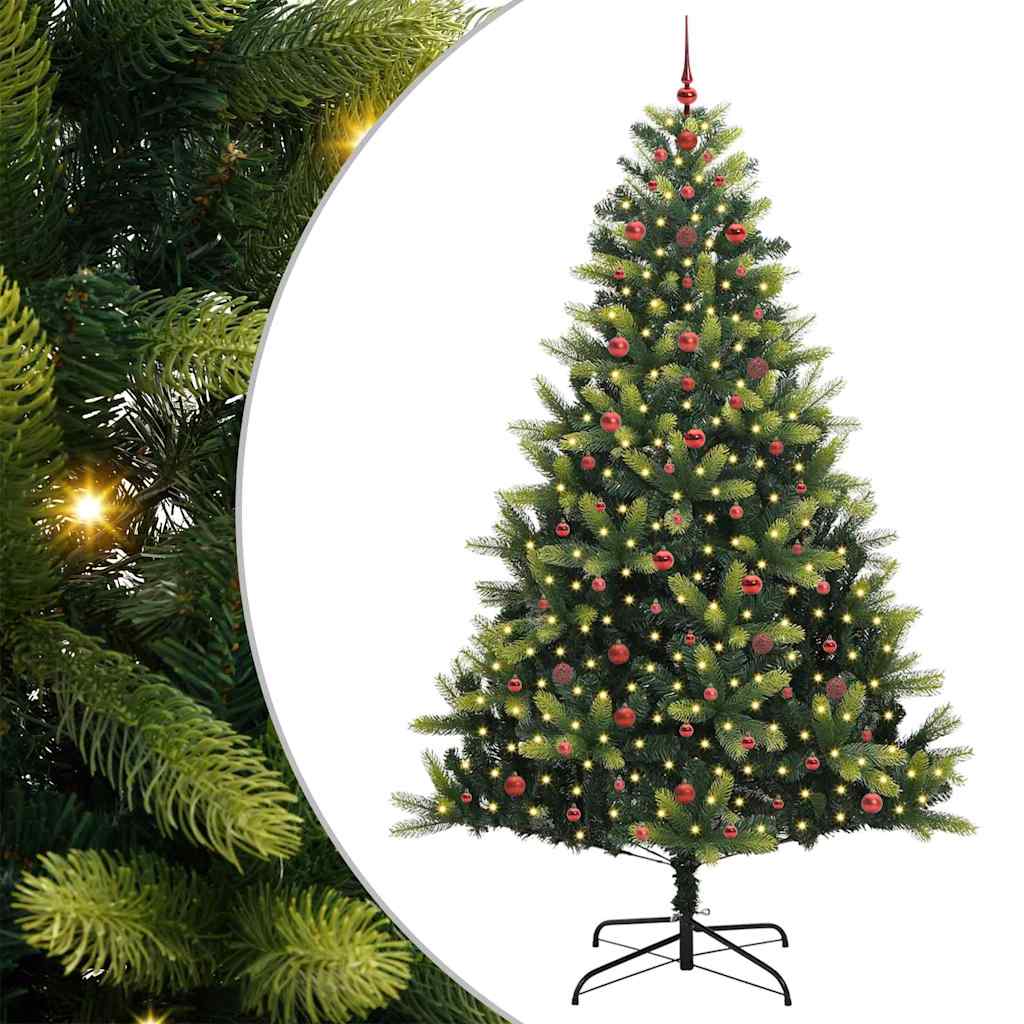 Kunstkerstboom met scharnier 300 LEDs Groen 240 cm PVC en PE is nu te koop bij PeponiXL, paradijselijk wonen!