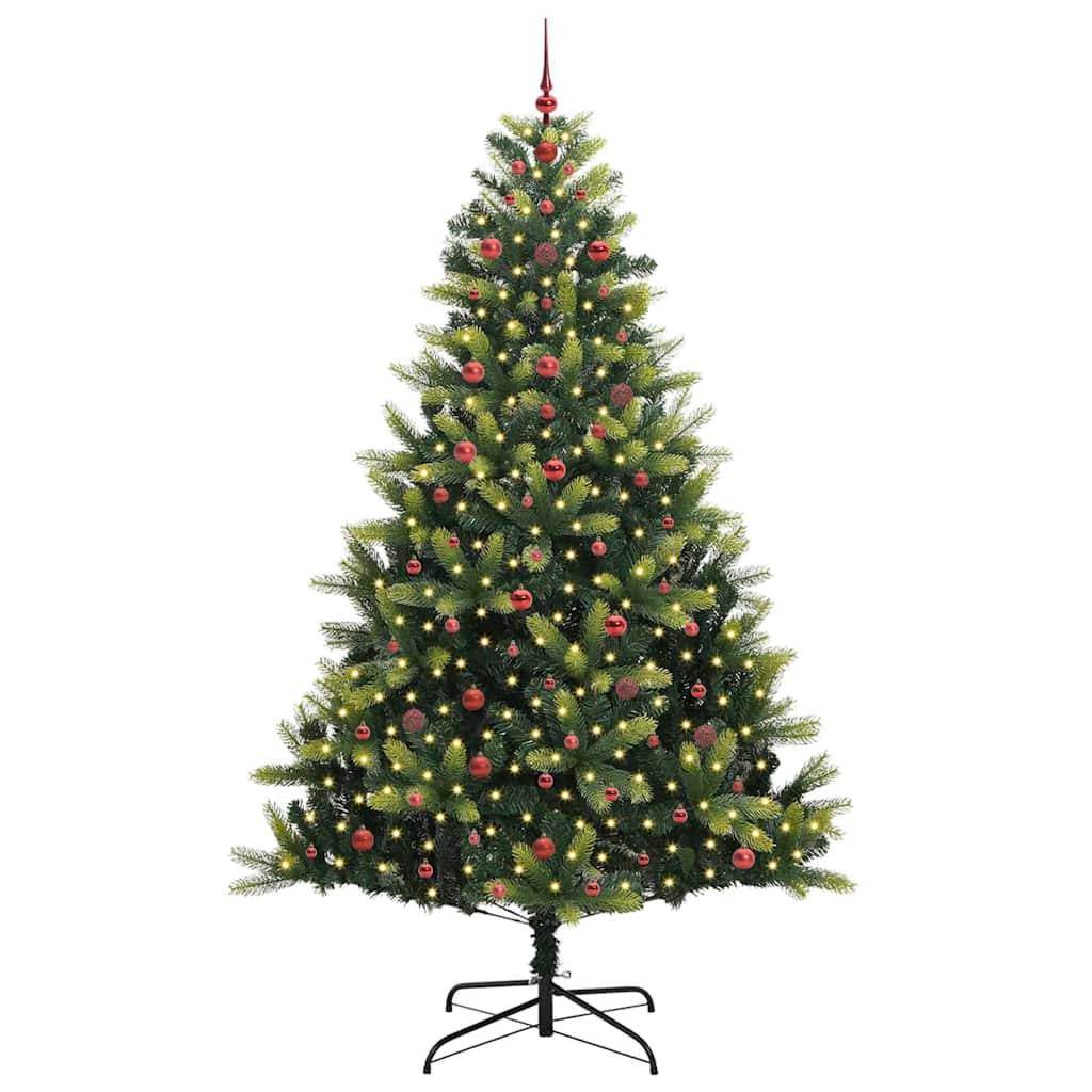 Kunstkerstboom met scharnier 300 LEDs Groen 240 cm PVC en PE is nu te koop bij PeponiXL, paradijselijk wonen!