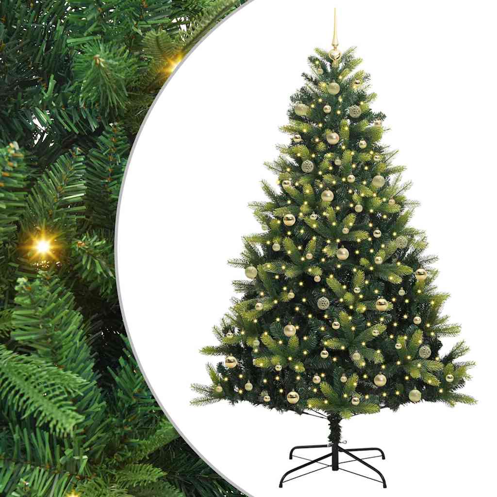 Kunstkerstboom met scharnier 300 LEDs Groen 240 cm PVC en PE is nu te koop bij PeponiXL, paradijselijk wonen!