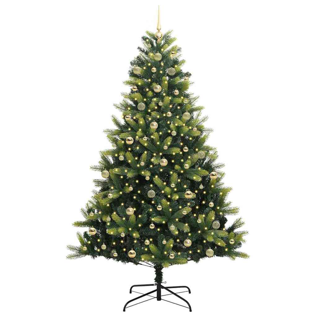 Kunstkerstboom met scharnier 300 LEDs Groen 240 cm PVC en PE is nu te koop bij PeponiXL, paradijselijk wonen!