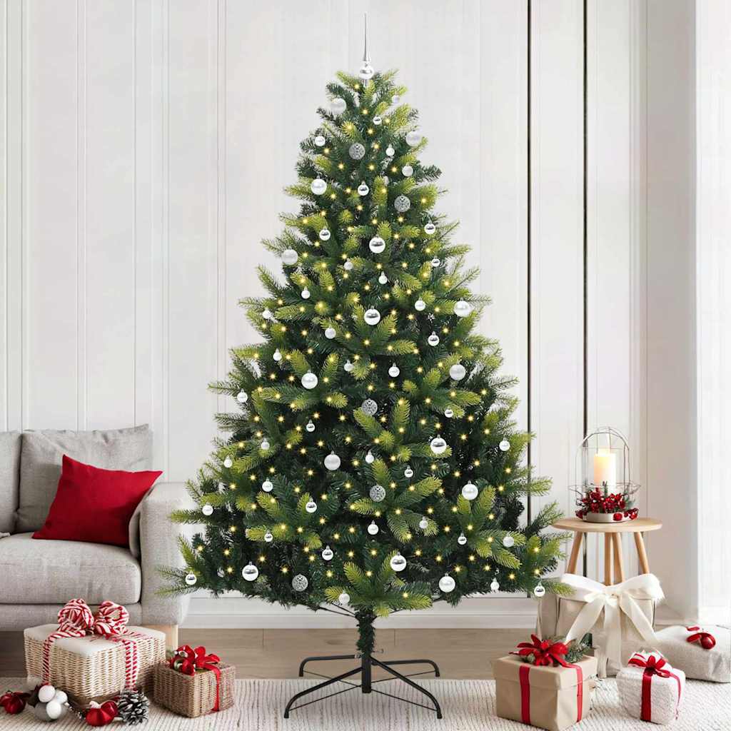 Kunstkerstboom met scharnier 300 LEDs Groen 240 cm PVC en PE is nu te koop bij PeponiXL, paradijselijk wonen!