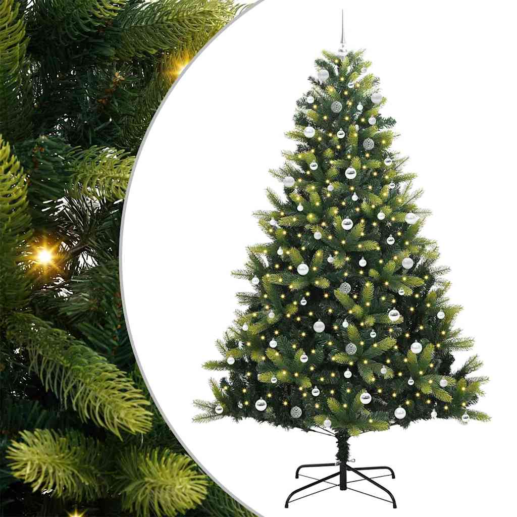 Kunstkerstboom met scharnier 300 LEDs Groen 240 cm PVC en PE is nu te koop bij PeponiXL, paradijselijk wonen!