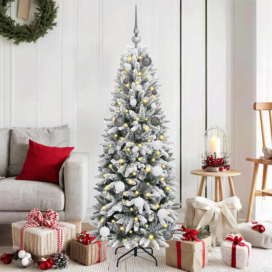 Kunstkerstboom Wit 150 cm PVC en Plastic en Staal en PE is nu te koop bij PeponiXL, paradijselijk wonen!