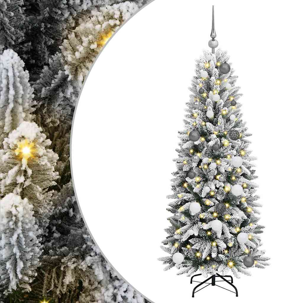 Kunstkerstboom Wit 150 cm PVC en Plastic en Staal en PE is nu te koop bij PeponiXL, paradijselijk wonen!