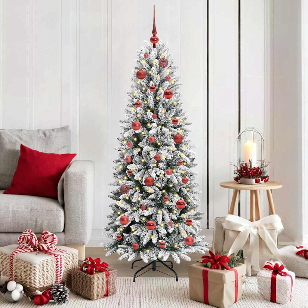 Kunstkerstboom Wit 150 cm PVC en Plastic en Staal en PE is nu te koop bij PeponiXL, paradijselijk wonen!