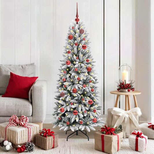 Kunstkerstboom Wit 150 cm PVC en Plastic en Staal en PE is nu te koop bij PeponiXL, paradijselijk wonen!