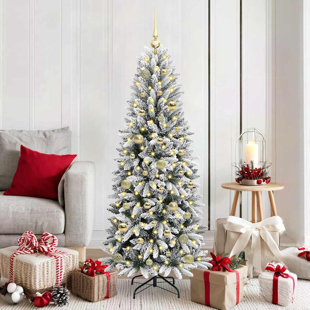 Kunstkerstboom Wit 150 cm PVC en Plastic en Staal en PE is nu te koop bij PeponiXL, paradijselijk wonen!