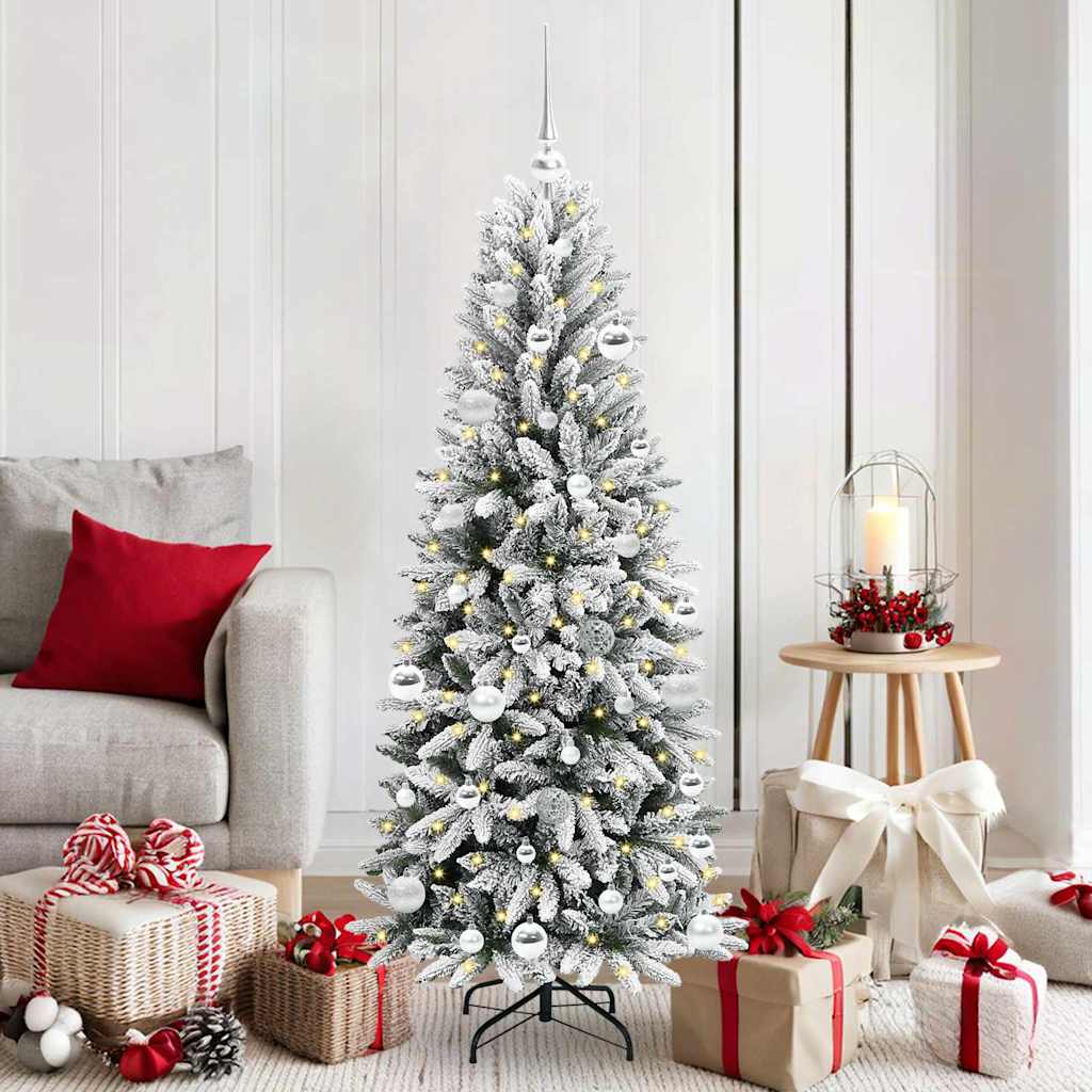 Kunstkerstboom Wit 150 cm PVC en Plastic en Staal en PE is nu te koop bij PeponiXL, paradijselijk wonen!