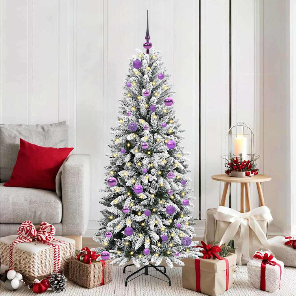 Kunstkerstboom Wit 150 cm PVC en Plastic en Staal en PE is nu te koop bij PeponiXL, paradijselijk wonen!