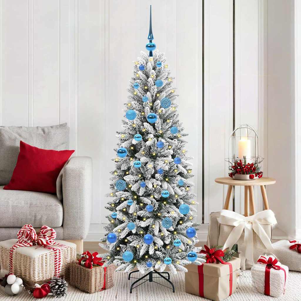 Kunstkerstboom Wit 150 cm PVC en Plastic en Staal en PE is nu te koop bij PeponiXL, paradijselijk wonen!
