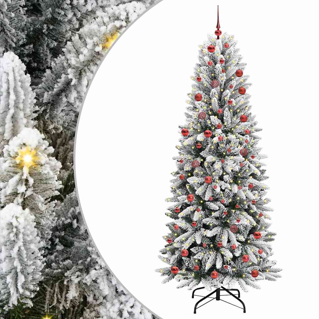Kunstkerstboom Wit 210 cm PVC en Plastic en Staal en PE is nu te koop bij PeponiXL, paradijselijk wonen!