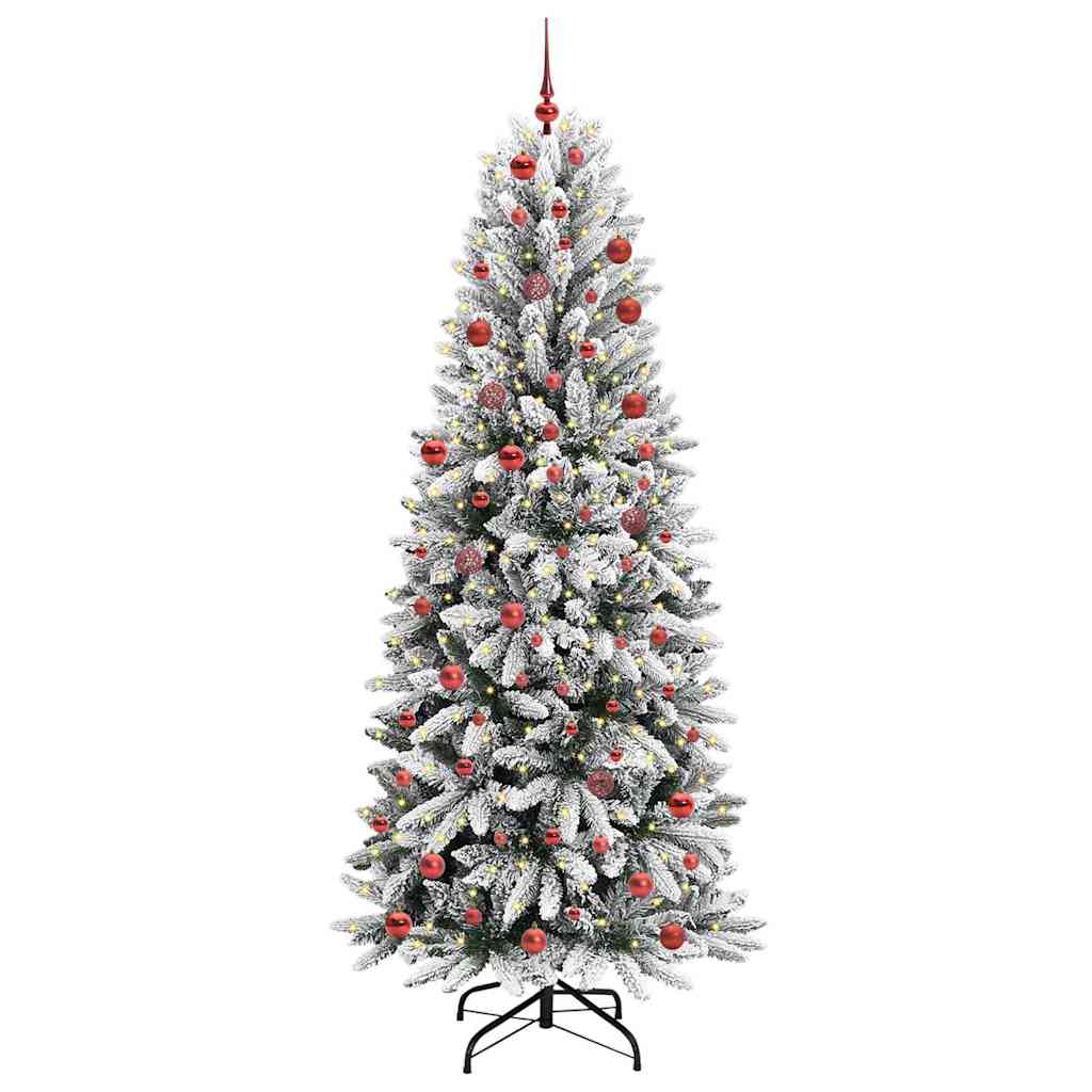 Kunstkerstboom Wit 210 cm PVC en Plastic en Staal en PE is nu te koop bij PeponiXL, paradijselijk wonen!