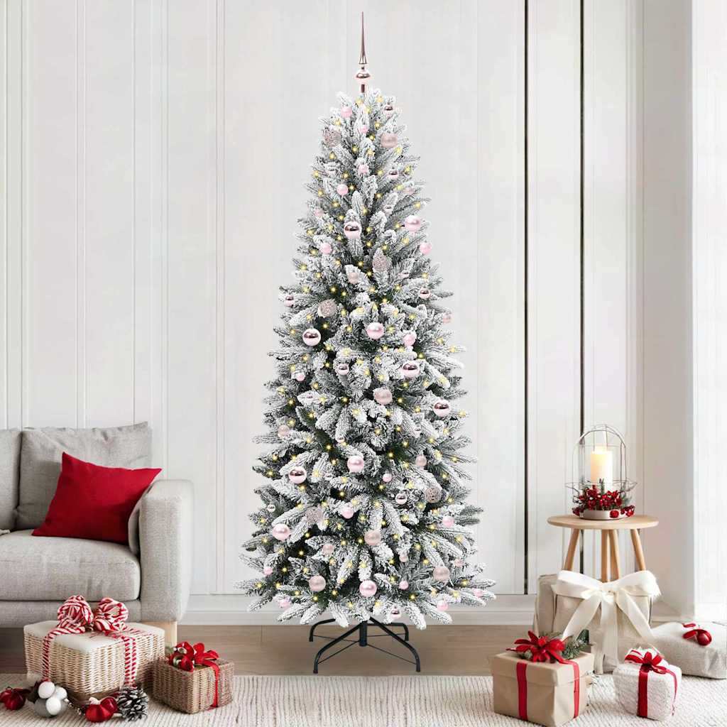 Kunstkerstboom Wit 210 cm PVC en Plastic en Staal en PE is nu te koop bij PeponiXL, paradijselijk wonen!