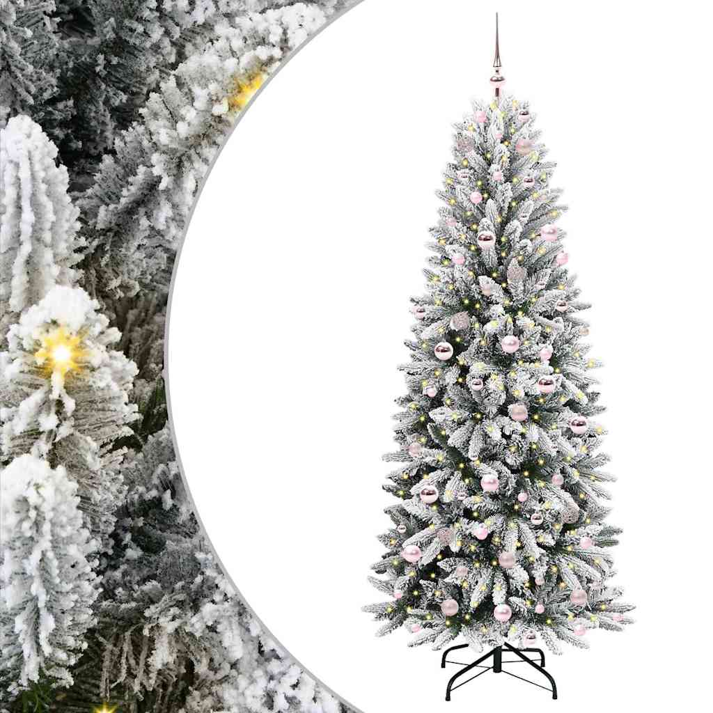 Kunstkerstboom Wit 210 cm PVC en Plastic en Staal en PE is nu te koop bij PeponiXL, paradijselijk wonen!
