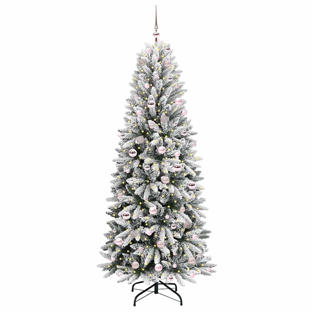 Kunstkerstboom Wit 210 cm PVC en Plastic en Staal en PE is nu te koop bij PeponiXL, paradijselijk wonen!