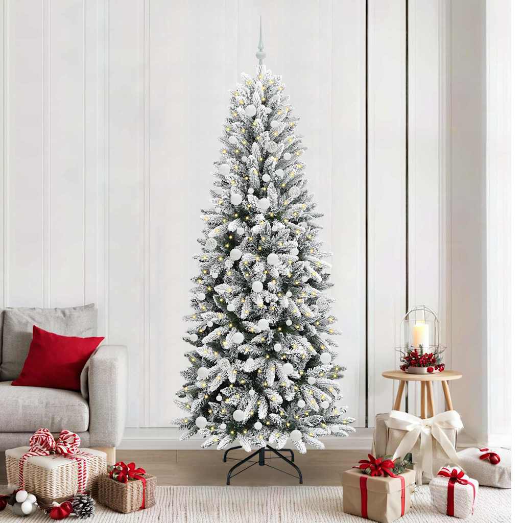 Kunstkerstboom Wit 210 cm PVC en Plastic en Staal en PE is nu te koop bij PeponiXL, paradijselijk wonen!