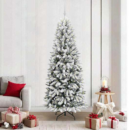 Kunstkerstboom Wit 210 cm PVC en Plastic en Staal en PE is nu te koop bij PeponiXL, paradijselijk wonen!
