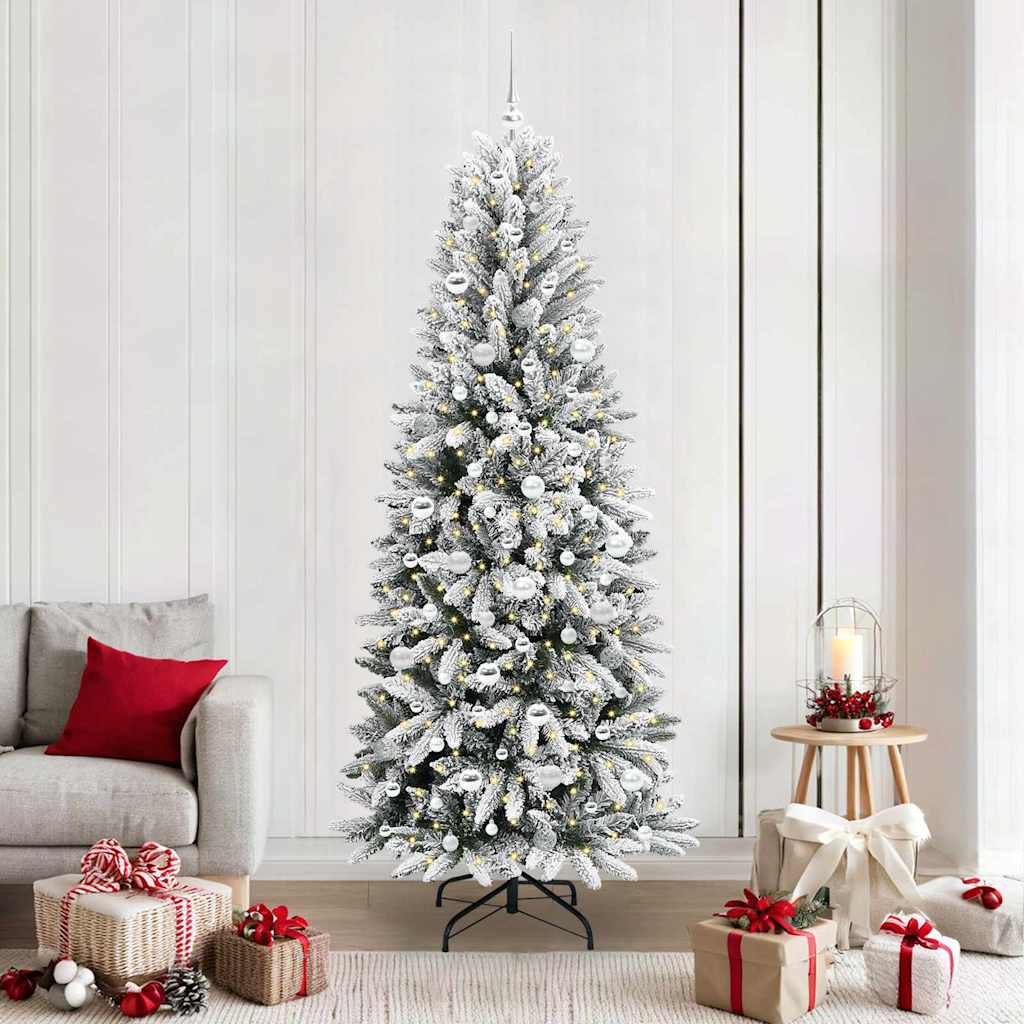 Kunstkerstboom Wit 210 cm PVC en Plastic en Staal en PE is nu te koop bij PeponiXL, paradijselijk wonen!