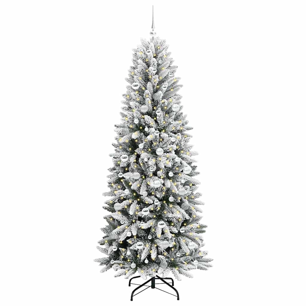 Kunstkerstboom Wit 210 cm PVC en Plastic en Staal en PE is nu te koop bij PeponiXL, paradijselijk wonen!