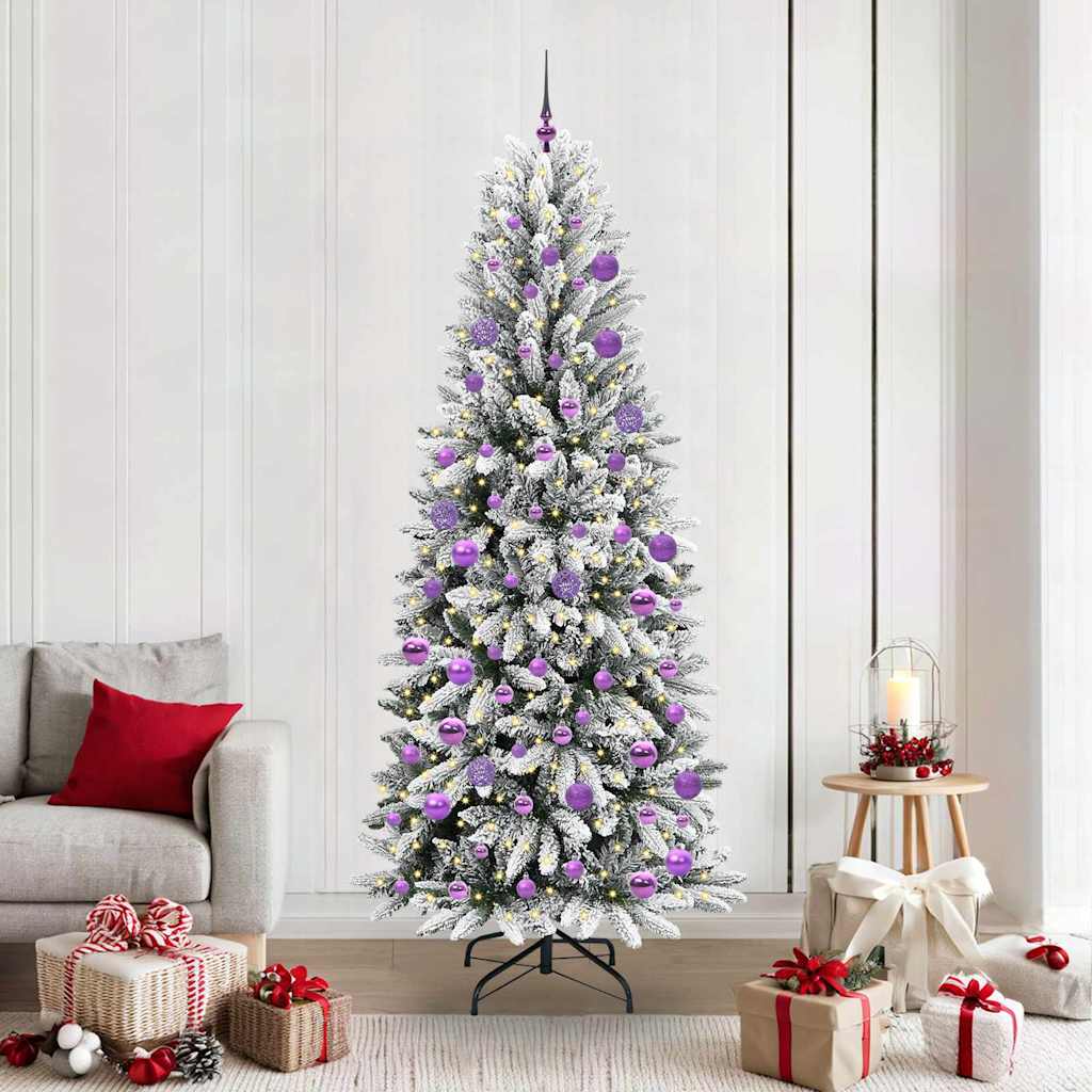 Kunstkerstboom Wit 210 cm PVC en Plastic en Staal en PE is nu te koop bij PeponiXL, paradijselijk wonen!