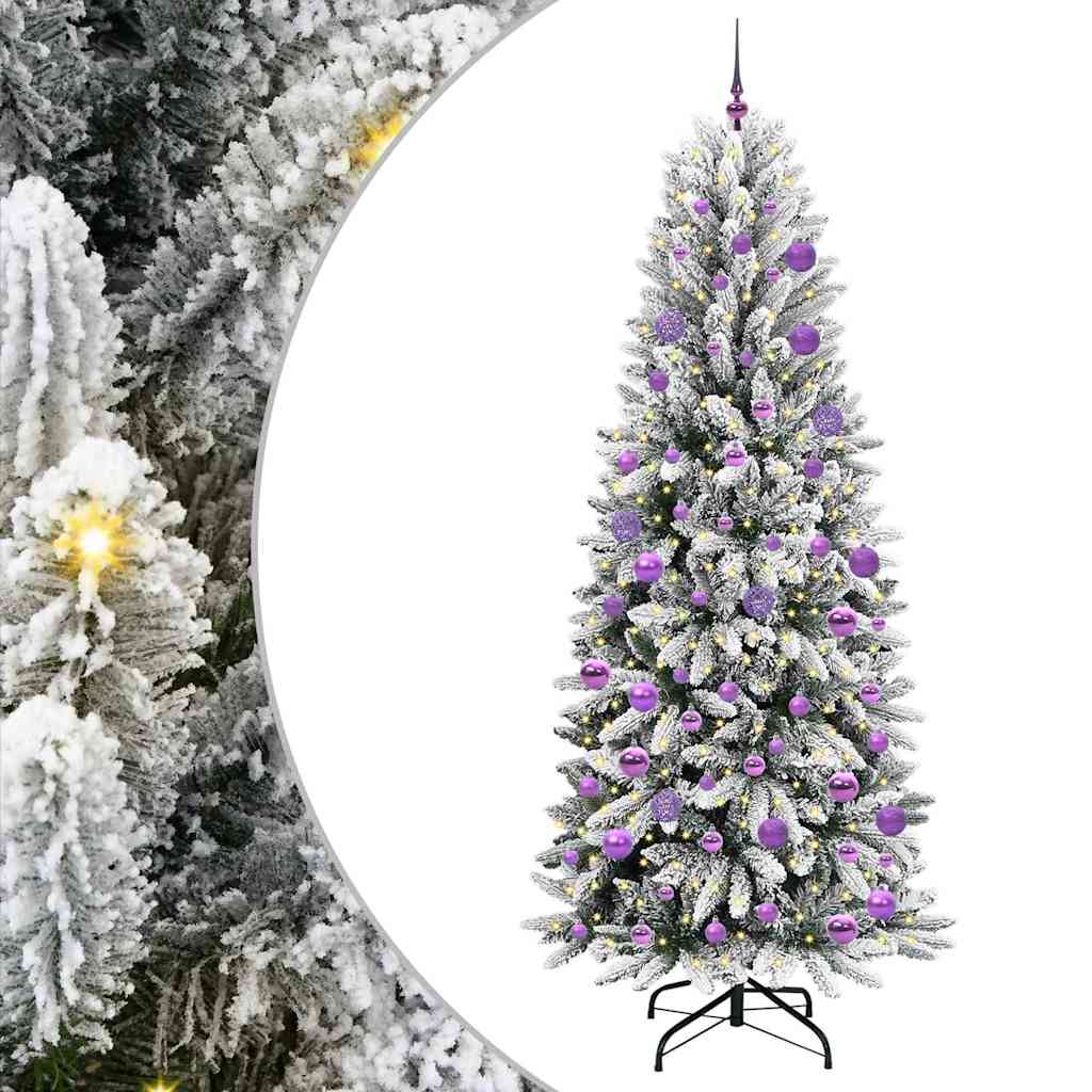 Kunstkerstboom Wit 210 cm PVC en Plastic en Staal en PE is nu te koop bij PeponiXL, paradijselijk wonen!