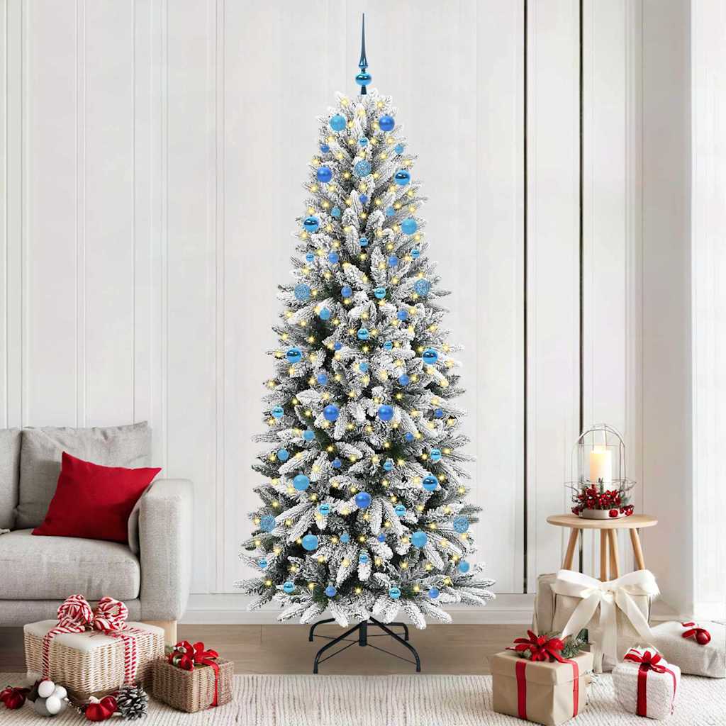 Kunstkerstboom Wit 210 cm PVC en Plastic en Staal en PE is nu te koop bij PeponiXL, paradijselijk wonen!