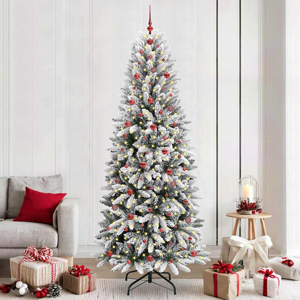 Kunstkerstboom Wit 240 cm PVC en Plastic en Staal en PE is nu te koop bij PeponiXL, paradijselijk wonen!