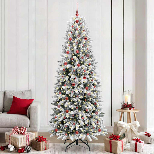 Kunstkerstboom Wit 240 cm PVC en Plastic en Staal en PE is nu te koop bij PeponiXL, paradijselijk wonen!