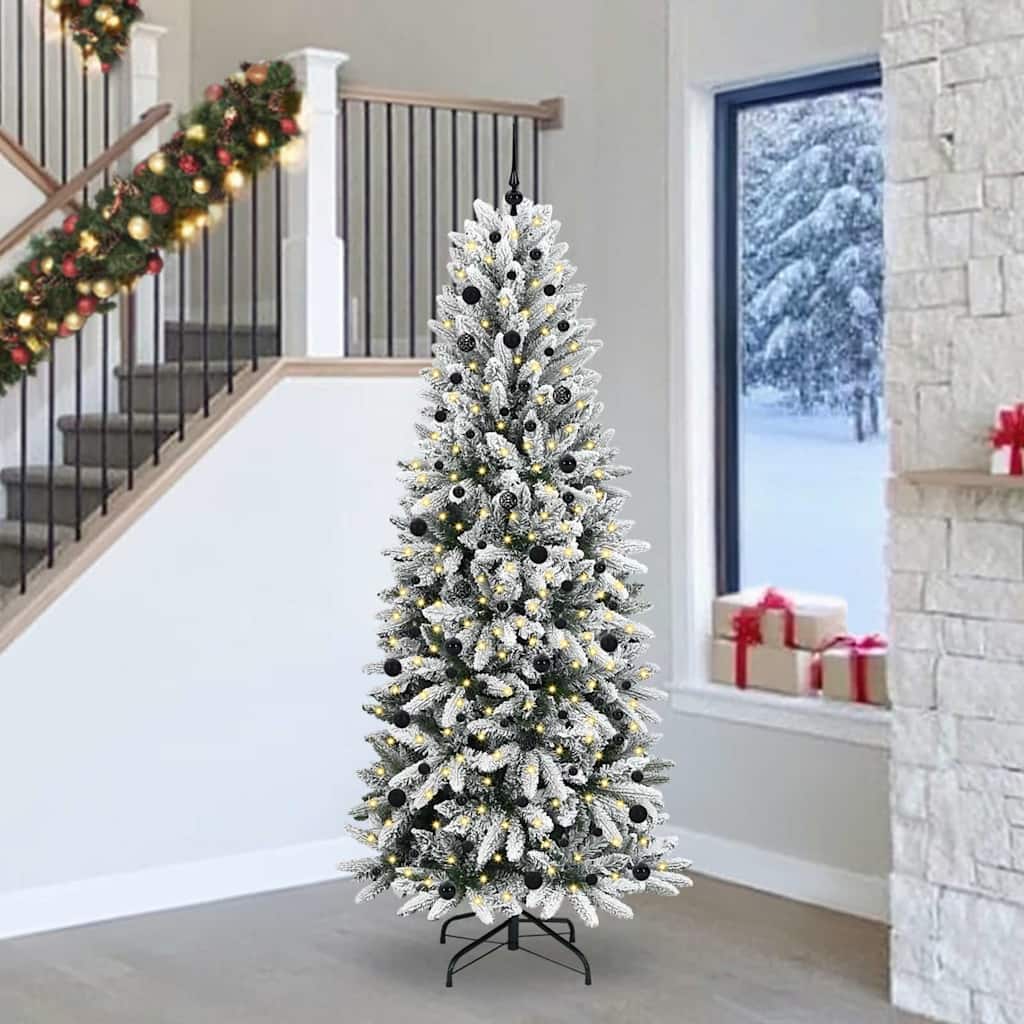 Kunstkerstboom Wit 240 cm PVC en Plastic en Staal en PE is nu te koop bij PeponiXL, paradijselijk wonen!