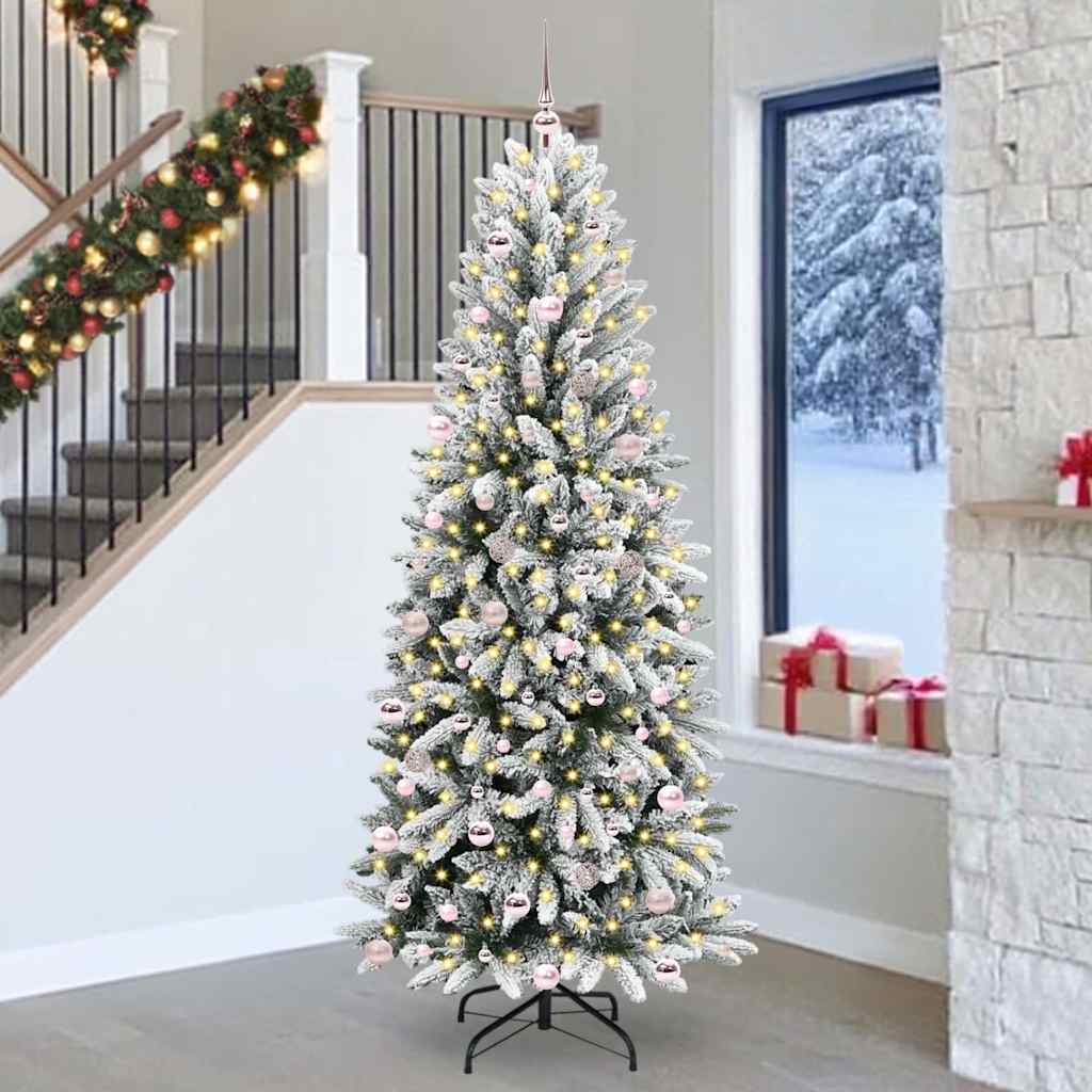 Kunstkerstboom Wit 240 cm PVC en Plastic en Staal en PE is nu te koop bij PeponiXL, paradijselijk wonen!