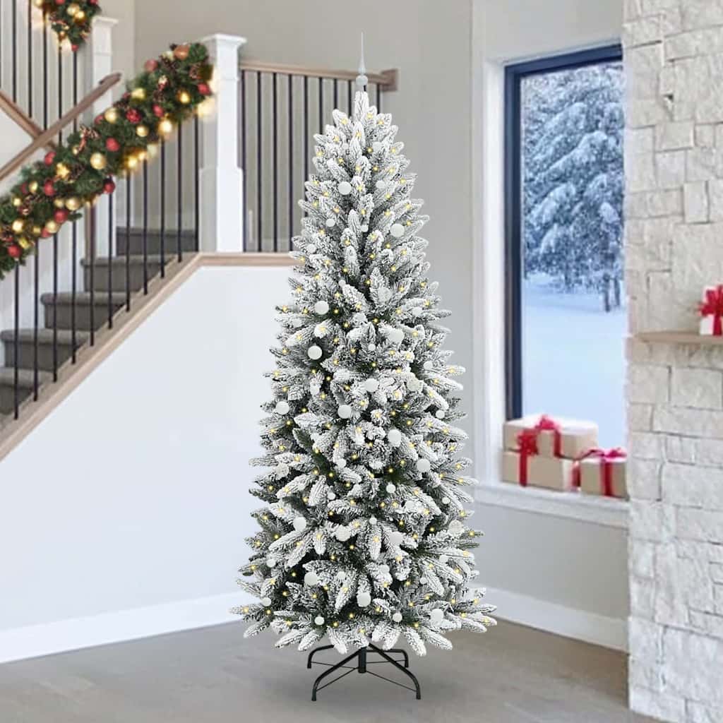 Kunstkerstboom Wit 240 cm PVC en Plastic en Staal en PE is nu te koop bij PeponiXL, paradijselijk wonen!