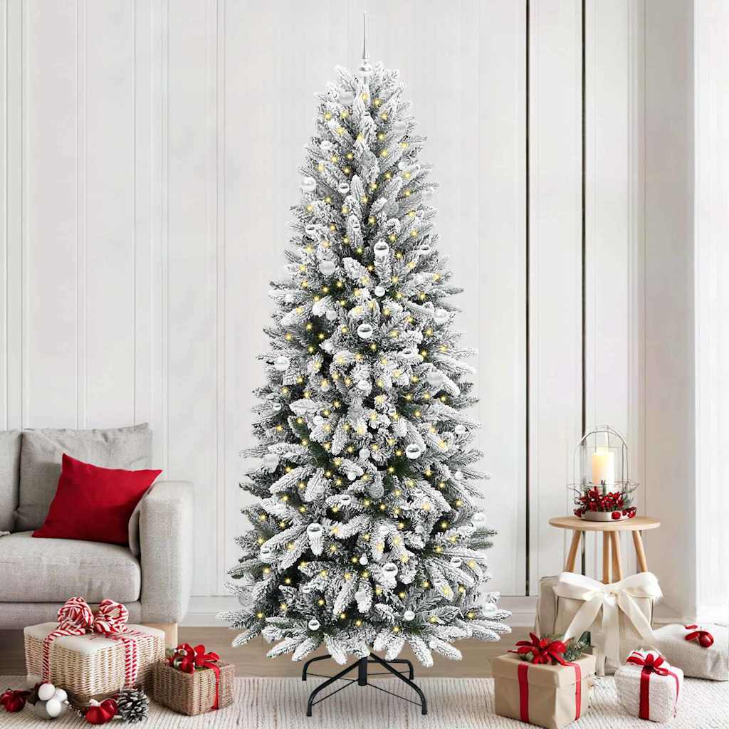 Kunstkerstboom Wit 240 cm PVC en Plastic en Staal en PE is nu te koop bij PeponiXL, paradijselijk wonen!