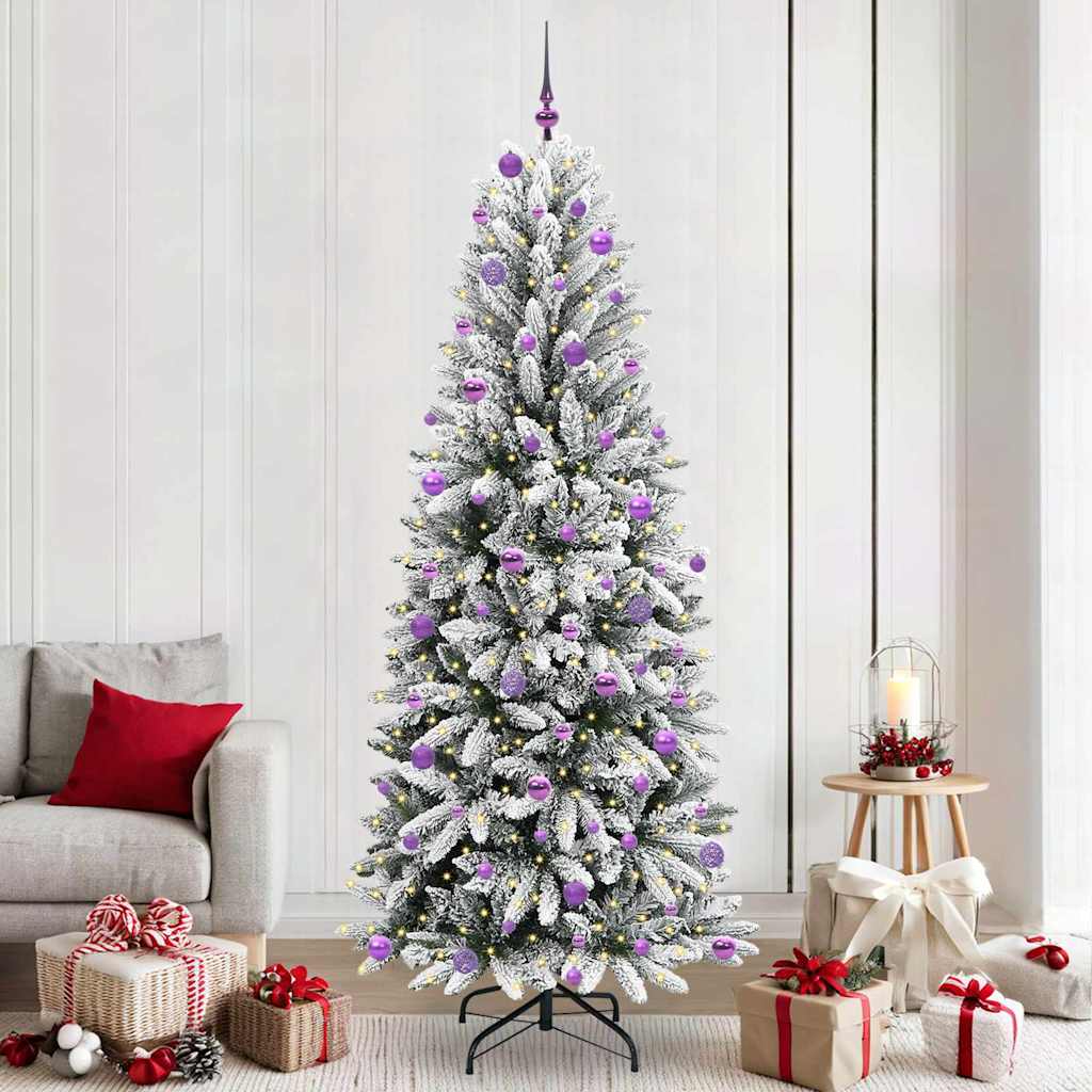 Kunstkerstboom Wit 240 cm PVC en Plastic en Staal en PE is nu te koop bij PeponiXL, paradijselijk wonen!